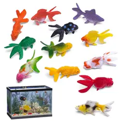 Miniature Goldfish Figurines 12PCS Colorful Sea Animals Gold Fish Toys Animal Sea Fish Life Fake Fish Decoration Artificial Gold