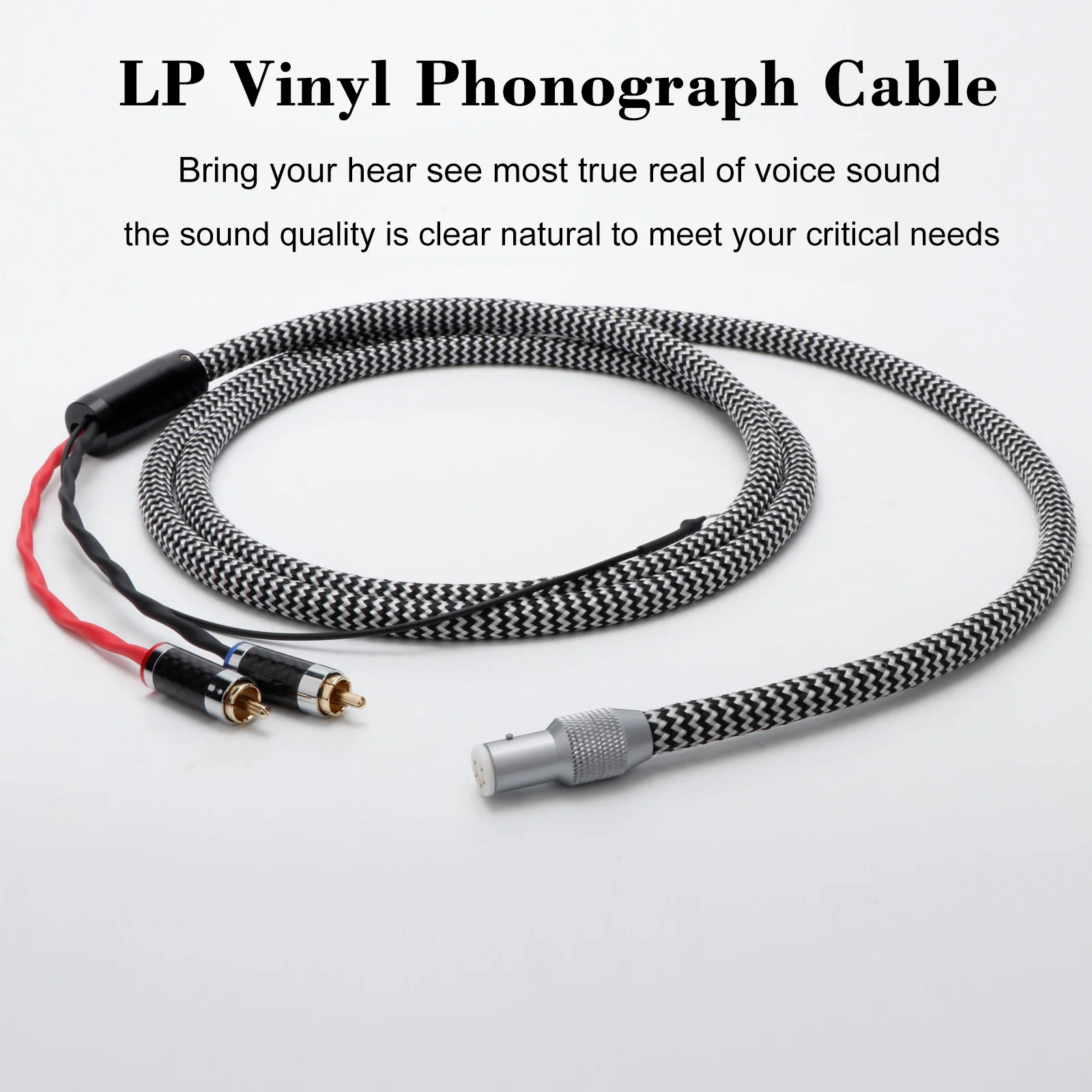 Hi-end OCC Silver Plated Tonearn Cable 5pin to 2RCA phono Cables Gold Plated Carbon Fiber RCA Plug LP Vinyl Phonogragh Cable