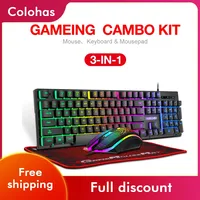 1Set/3 In 1 SET 104 keys RGB USB Wired Gaming Keyboard And Mouse Combos With Mouse Pad for Windows Laptops Computer
