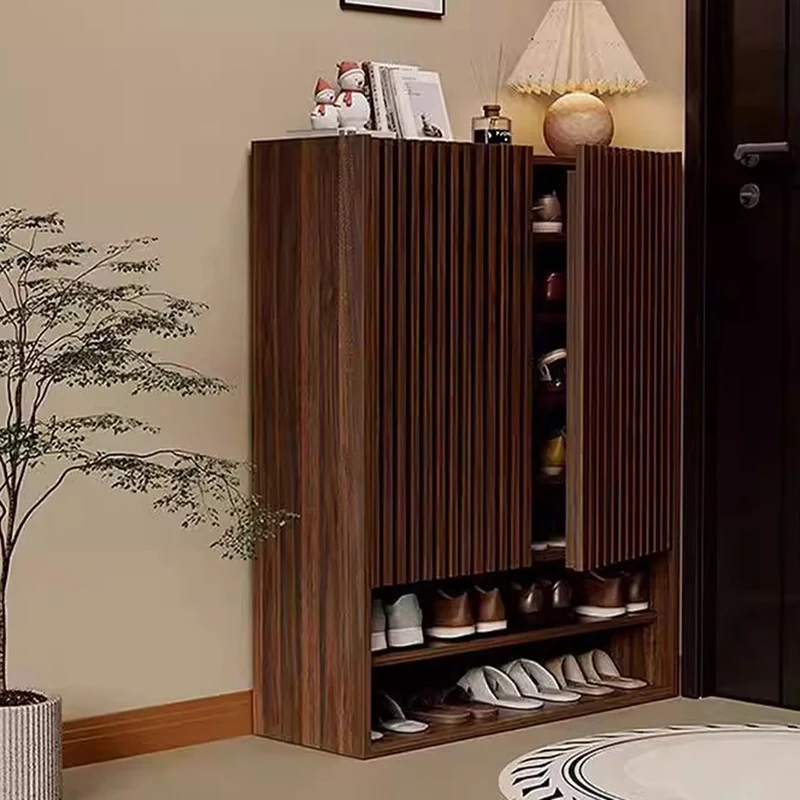 Lemari Sepatu Krim Putih Aksen Ruang Tamu Mewah Nordic Desain Tinggi Rak Sepatu Universal Penyimpanan Furnitur Postmodern Gabinete