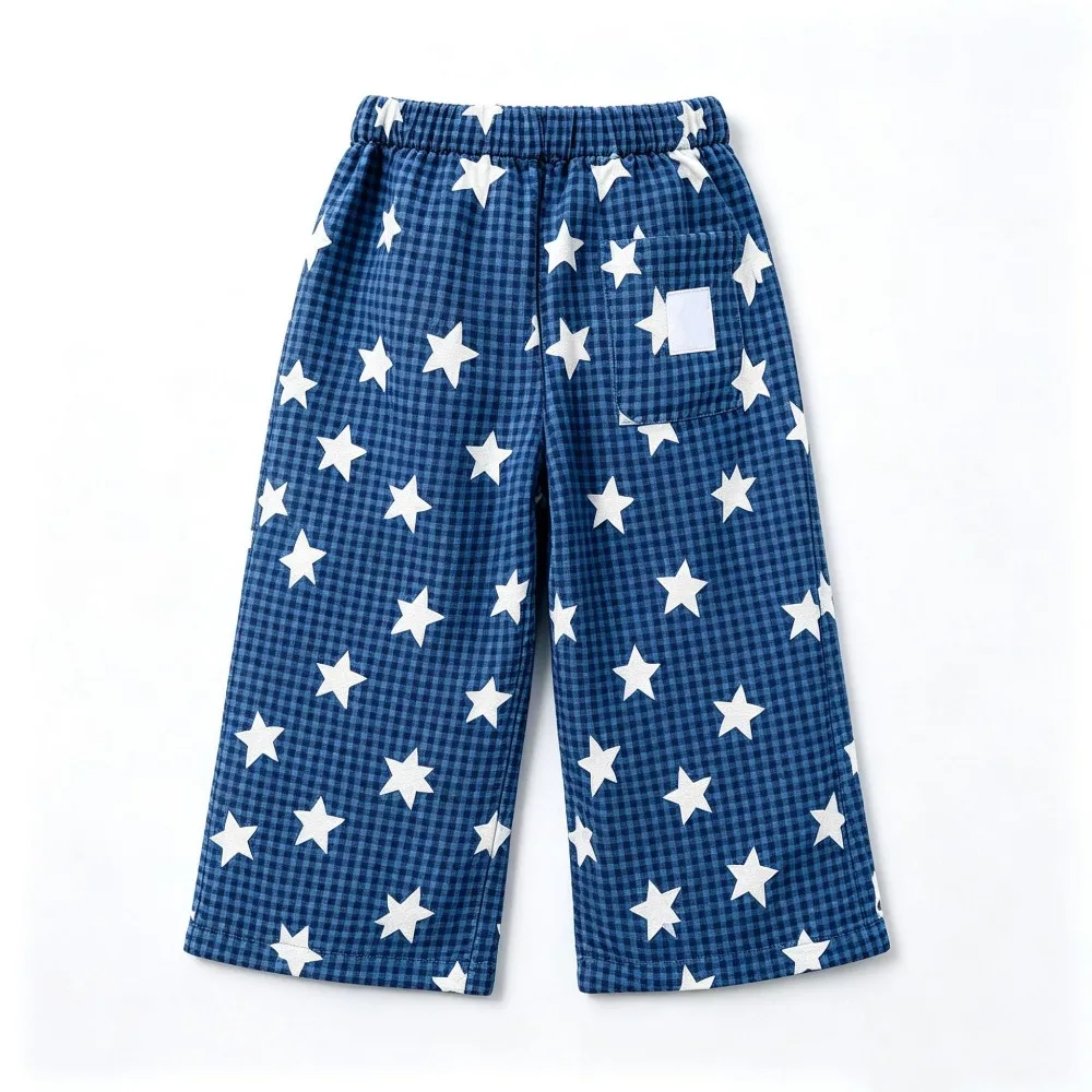 2026 New Nordic Style Plaid Star Print Pants For Boys & Girls, Autumn Winter Loose Fit Versatile Kids Casual Trousers