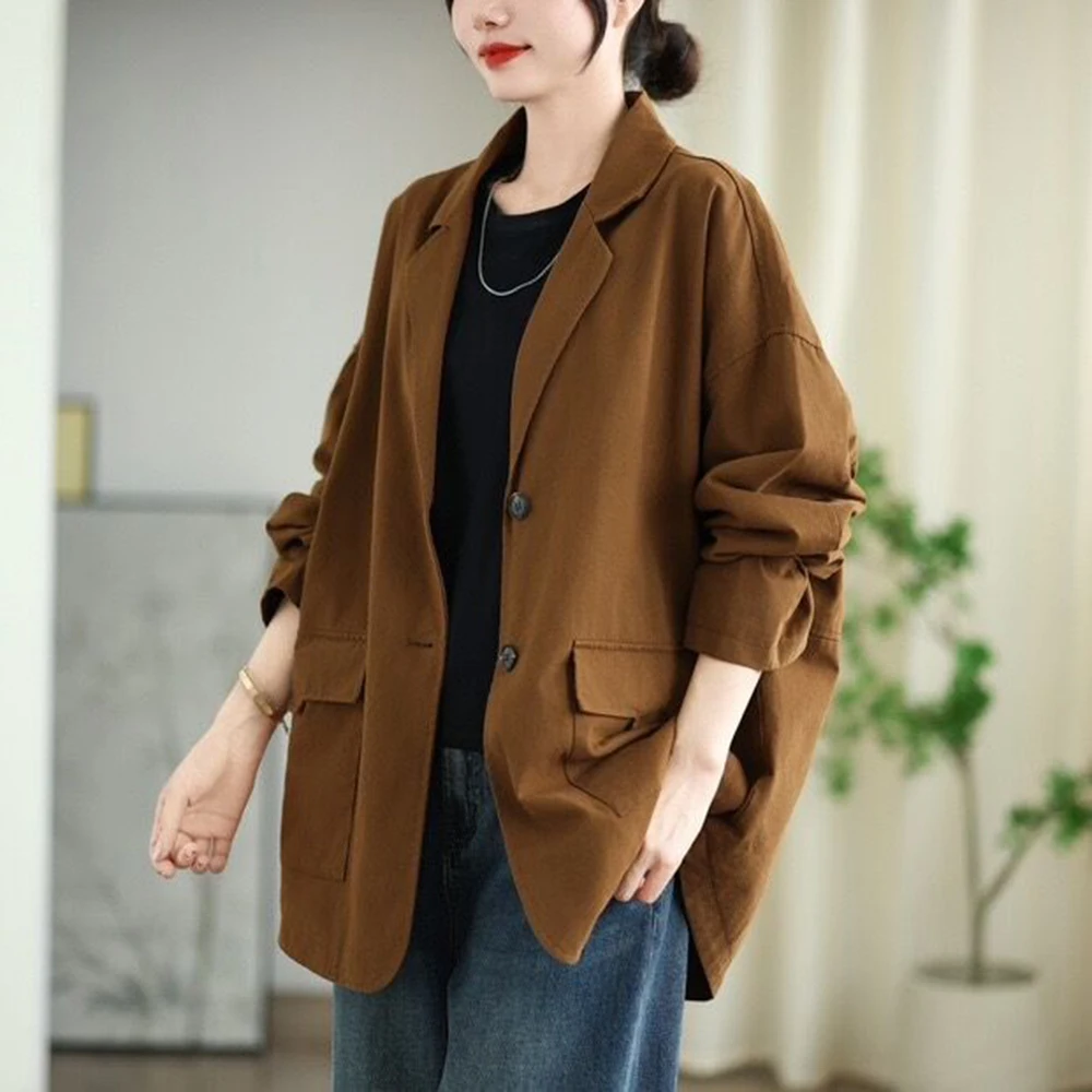 Long-sleeved Suit Fall 2024 New Fashion Cardigan Casual Shirt Female Western Style Loose Temperament Coat Female Tide