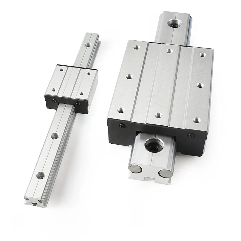LGD6/LGD8/LGD12 1/ 2Piece Double Shaft Linear Guide Rail Set With 1/2/4PCS Wheels Locking 2/6-Roller LGB6/LGB8/LGB12 Slide Block