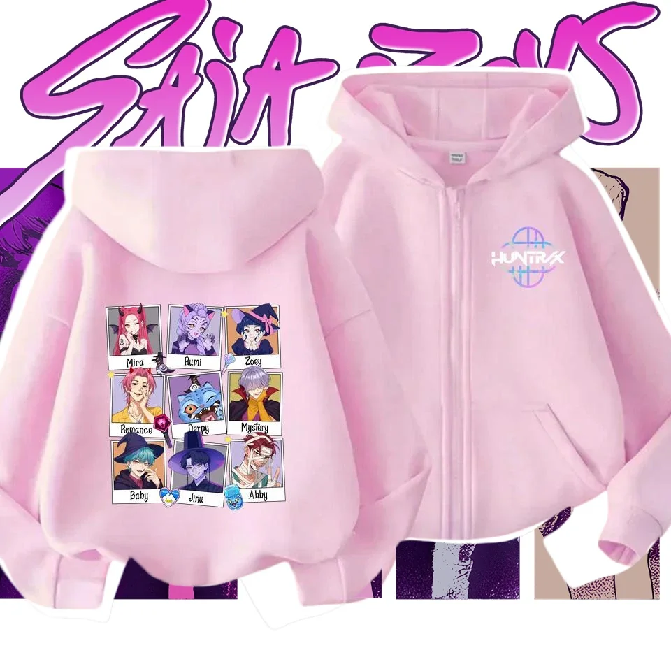 

Kpop Demon Hunters Girls Anime Zipper Hoodie Autumn Rumi Soft Warm Sweet Print Cozy Boys Hooded Sweatshirt​