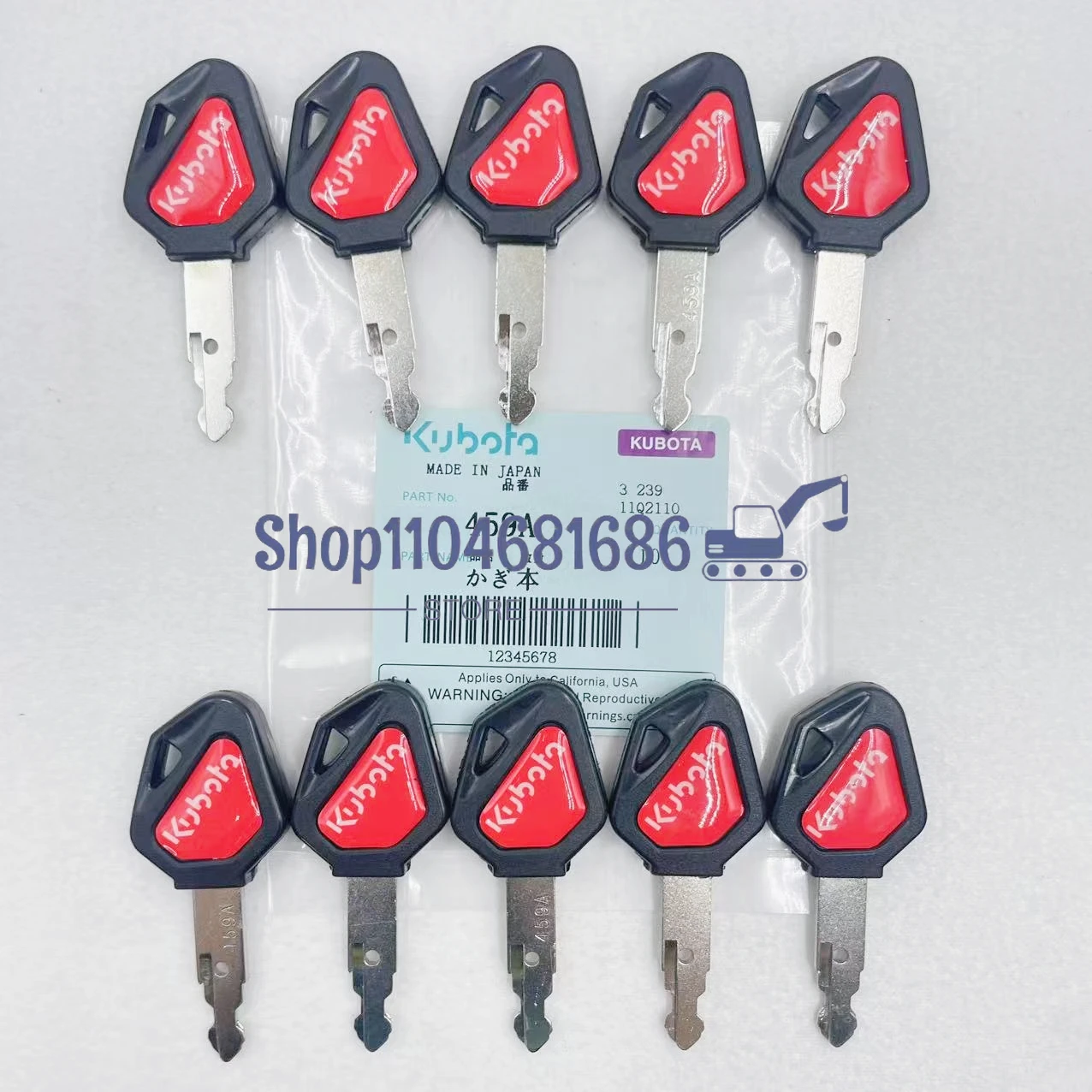 1/2/5/10PCS 459A Sleutels voor Kubota Mini Graafmachine Graver Schranklader Contactsleutel ELI80-0101 RC411-53933 RC461-53960