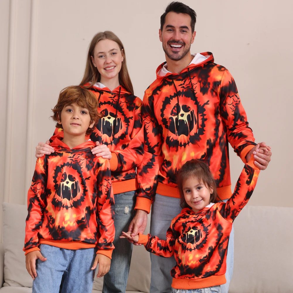 2024 New Halloween Family Matching Outfits Tops Fashion Pattern Print Parent Child Sweatshirt Set Mother Kids Holiday Clothes