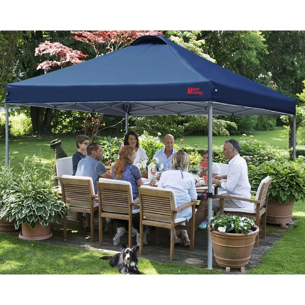 Durable Pop-up Canopy Tent with Roller Bag (10x10, Navy Blue) ，