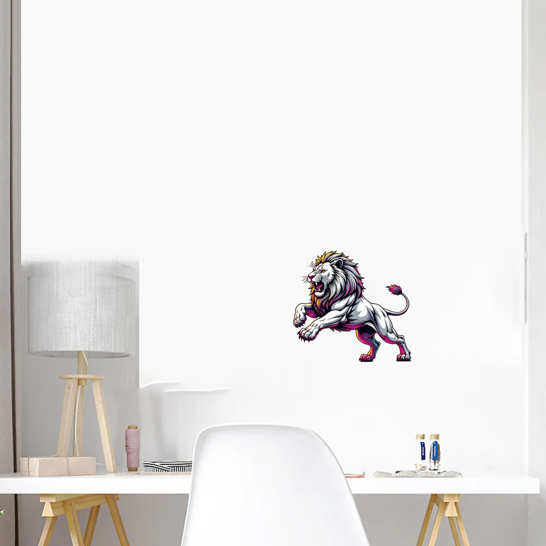 Three Ratels CD193 Fantasy White Lion Art Animal Wall Stickers for Home Decoration iPad decals Personalized Car Stickers