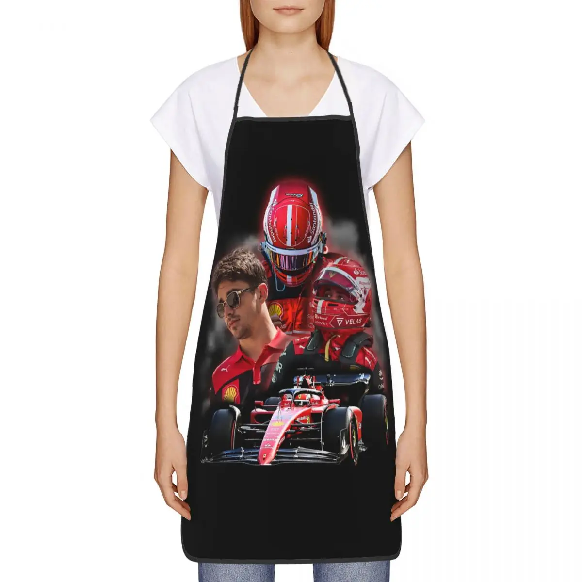 Formula One Leclerc Charles Bib Apron Women Men Unisex Kitchen Chef Monaco Racer Tablier Cuisine for Cooking Baking Painting