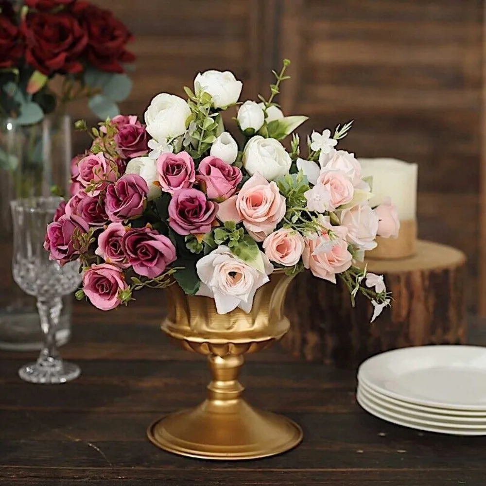 

2 Gold 6 in Mini Compote VASES Roman Style Flower Pedestals Pots Party Events