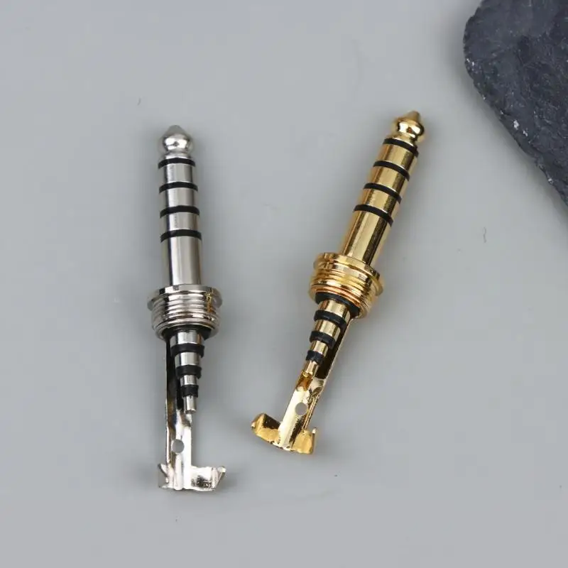 1Pc HIFI Copper Rhodium Plated 4.4MM Balanced Plug 5Pole With Clip Audio Jack Connector Thread Cable Clamp Pins