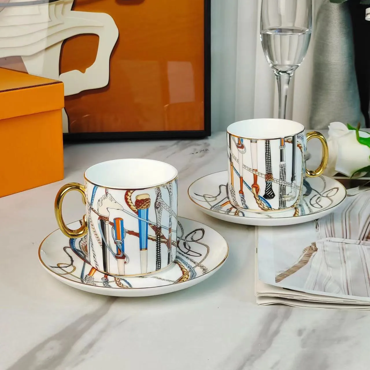 

European Entry Lux Coffee Set Set Ceramic Couple Good-looking Bone China Household Afternoon Tea Cup Gift Mugs Coffee Cups