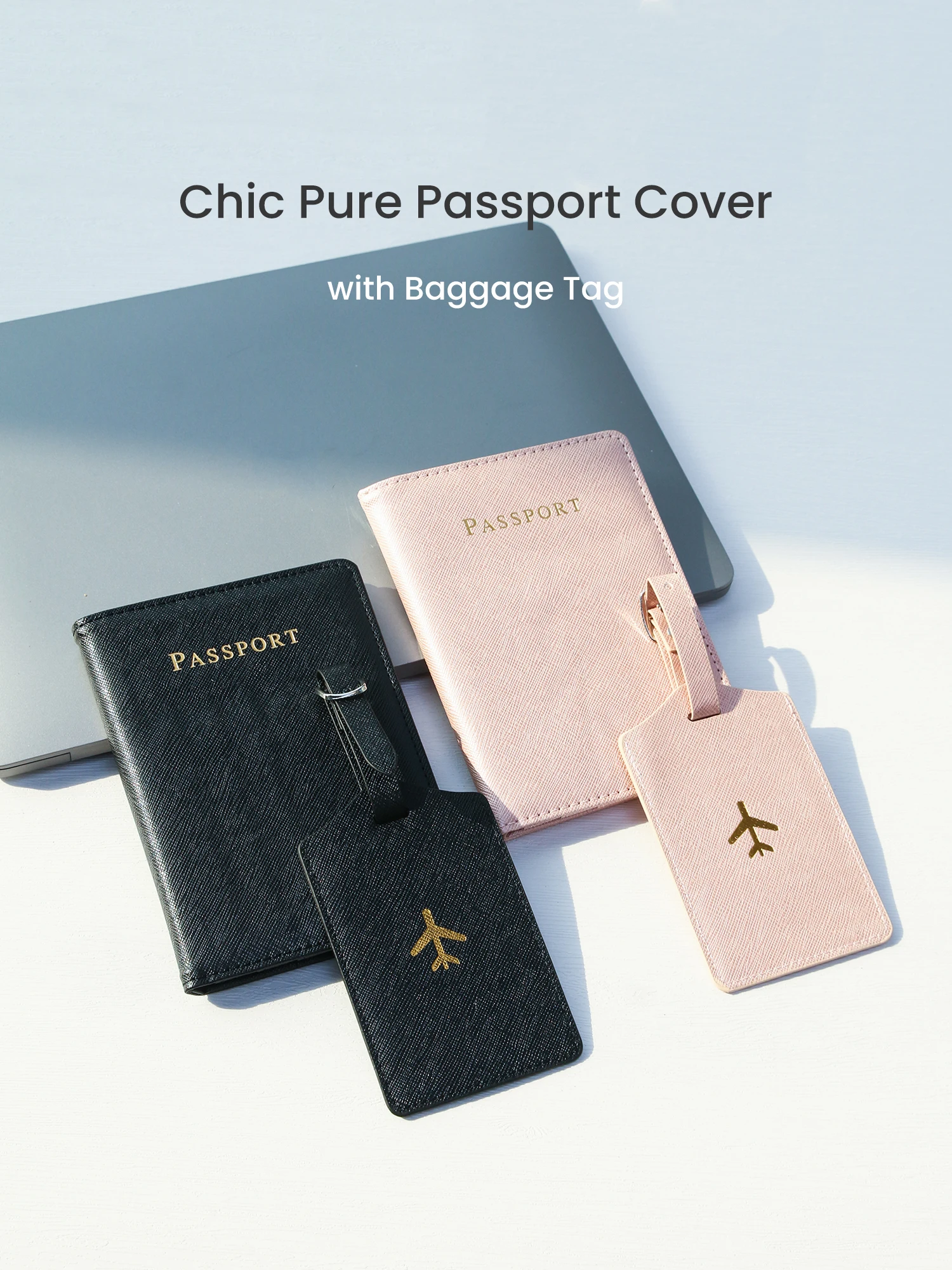 2 Stück Pass hülle mit Stücken Gepäck anhänger, Pass halter Reisekoffer Tag leichte Mode Reise accessoires Flugzeug – Detail 1