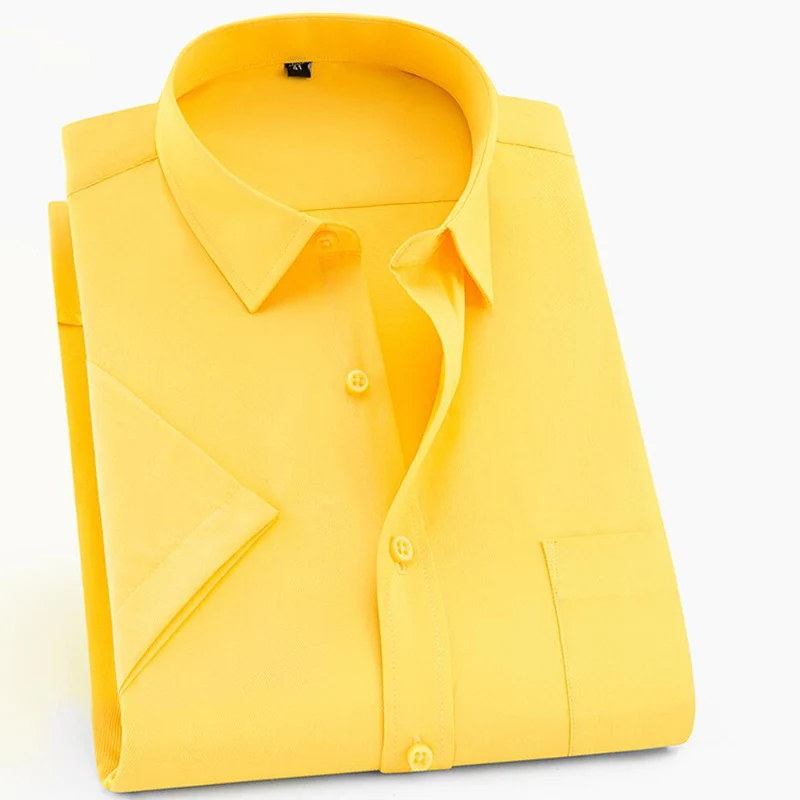 

Summer plus size 12XL 10XL 14XL 160kg Men Shirt short Sleeve Yellow Black blue Business formal office wedding dress Shirt