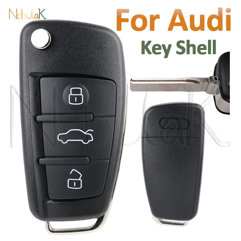 

Flip Car Key Remote Key Cover Shell For Audi Q7 B7 Q3 A3 TT A2 A8 A6 A6L A4 S5 C5 C6 B6 3 Buttons Folding Smart Fob Housing Case