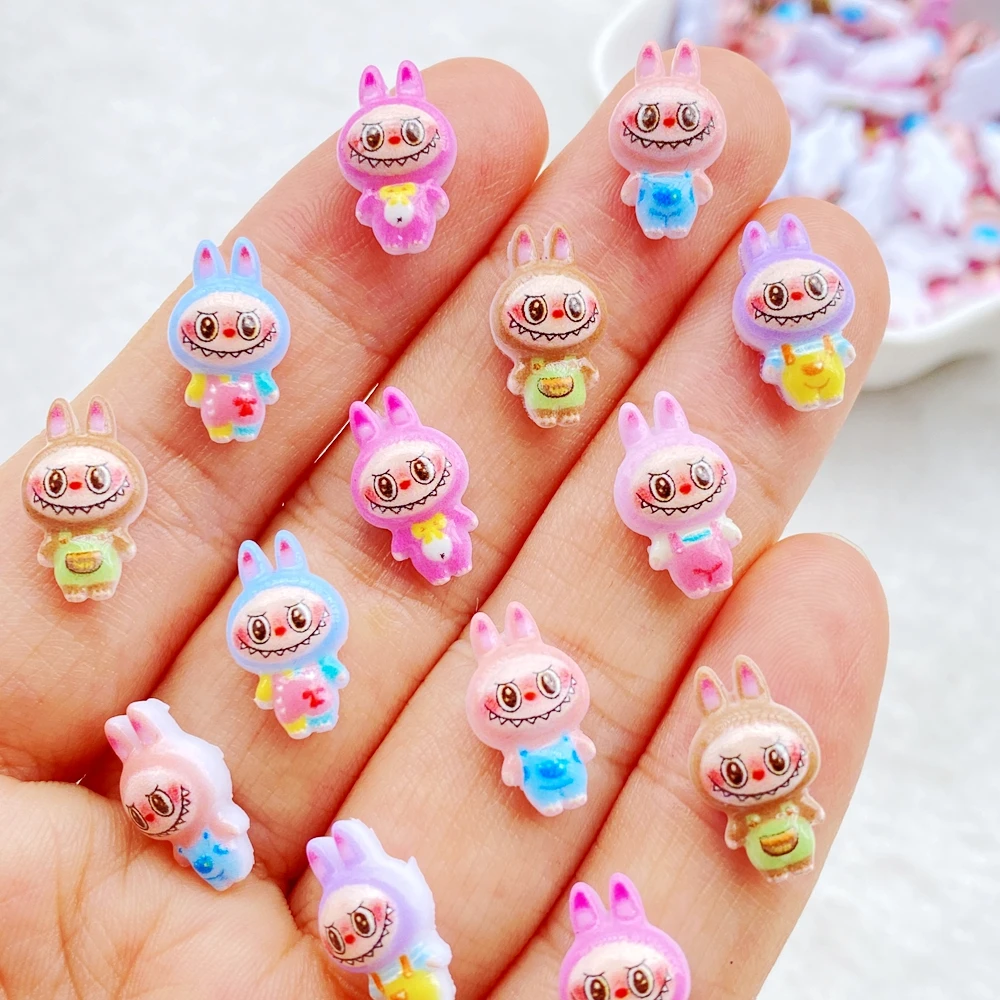 50 шт., красочные мини-мультяшные животные из смолы, кролик, дизайн ногтей с плоской задней частью, стразы, фигурки, сделай сам, миниатюры, декор для скрапбукинга, поделки
