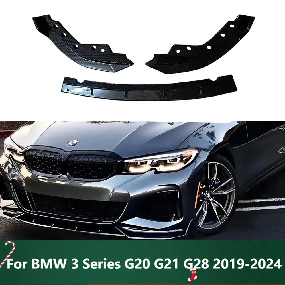 New！Gloss Black Car Front Bumper Lip Spoiler Splitter Pre-Facelift M Sport  Body Accessories For BMW 3 Series G20 G21 G28 2019-2