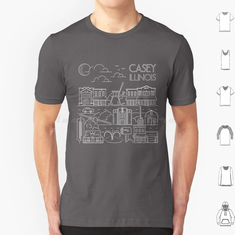 Town Line Art T Shirt Cotton Men Women Diy Print Tourism Illinois Casey Line Art Small Town Worlds Largest Pitchfork Buildings