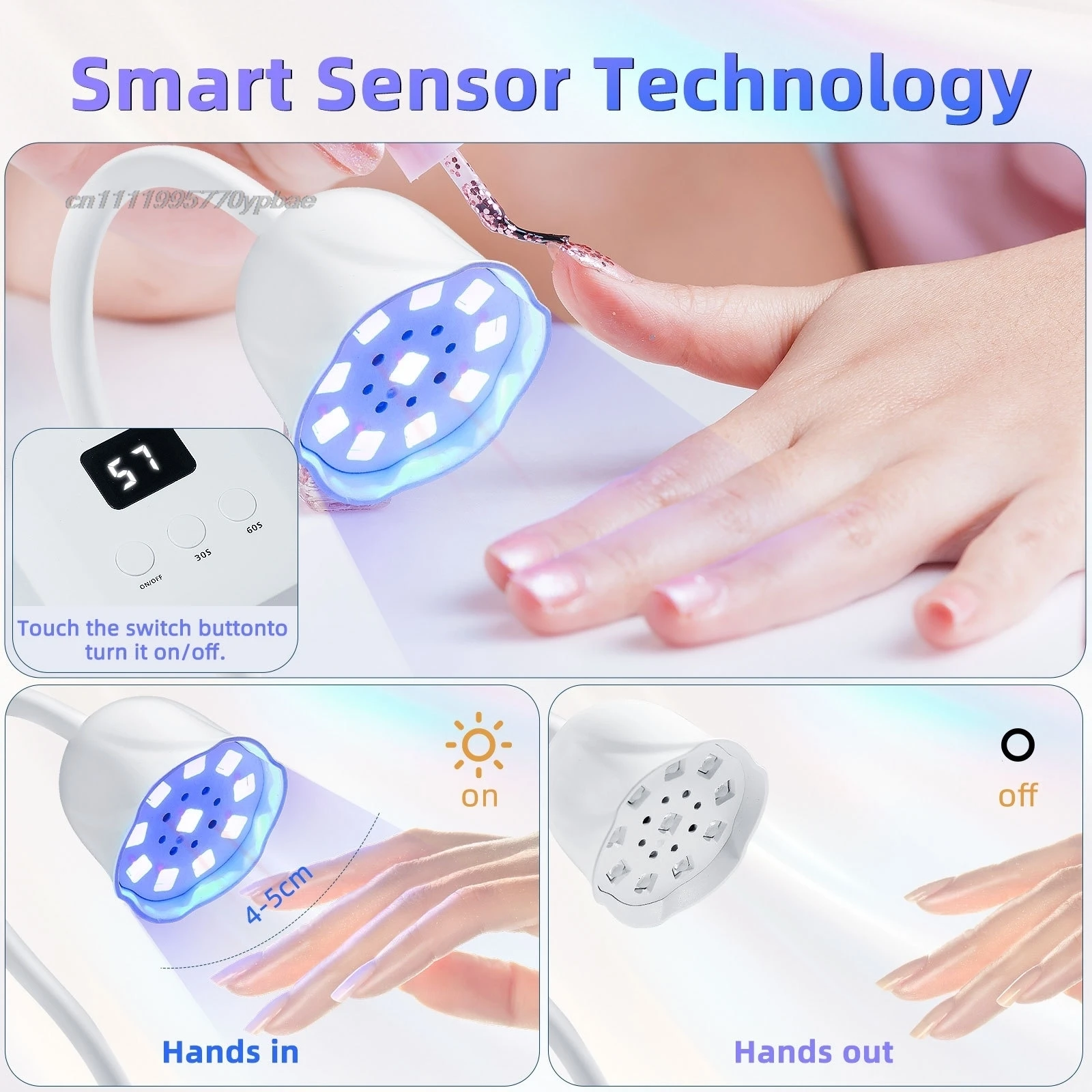 LED Nail Lamp 30W Rechargeable UV Gel Polish Dryer 360 Flexible Gooseneck Smart Sensor Flash Cure Machine For Salon Home view 4