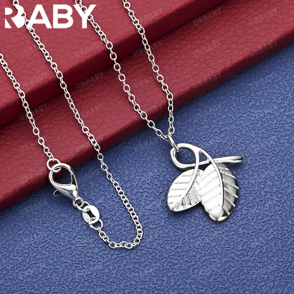 

URBABY 40-75cm 925 Sterling Silver Leaf Pendant Necklace Creativity Gifts Street All-match Party And Daily Wear