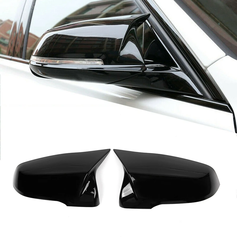 

Bright Black ABS Side Rear View Mirror Cover Replacement Ox Horn For-BMW 1 2 Series X1 Z4 F45 F46 F48 F49 2016-2019