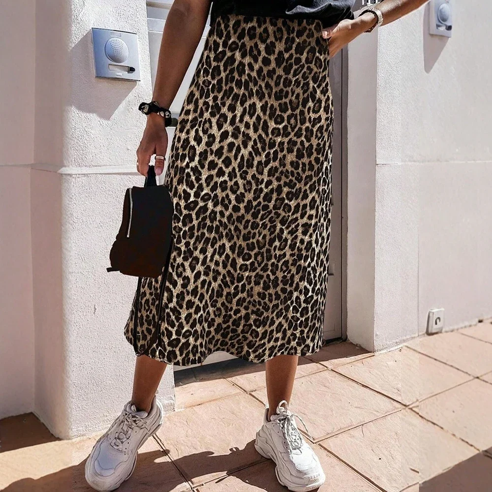 

Skirts Spring Summer Daily Mature Vibe Leopard Print Natural Waist Midi Pencil Casual Skirts For Women
