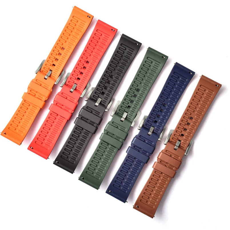 Fluororubber Rubber Watchband Strap 19mm 20 21mm 22mm 23mm 24mm Quick Release Universal Wrist Band For Seiko Rolex Replace Band