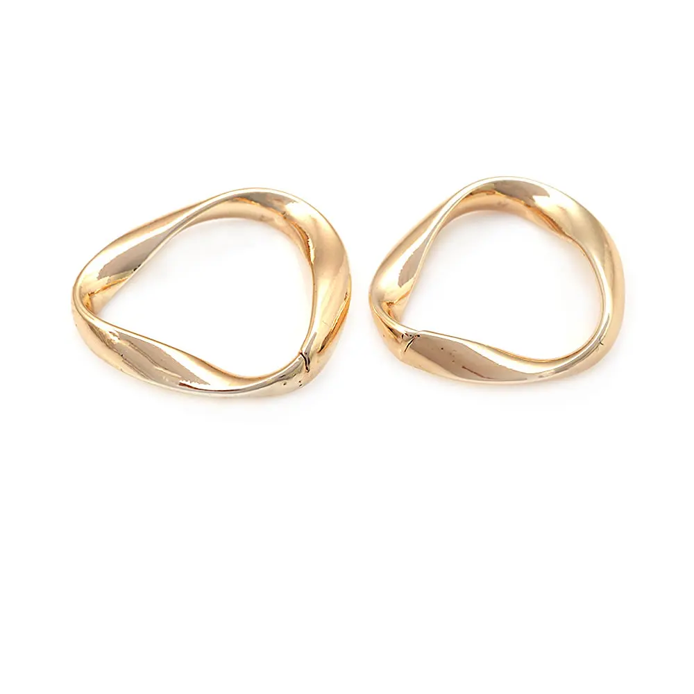 16MM 20MM 25MM 45MM 18K Gold Color Brass Twist Circle Connect Charms Pendants High Quality Jewelry Making Supplies Diy Findings