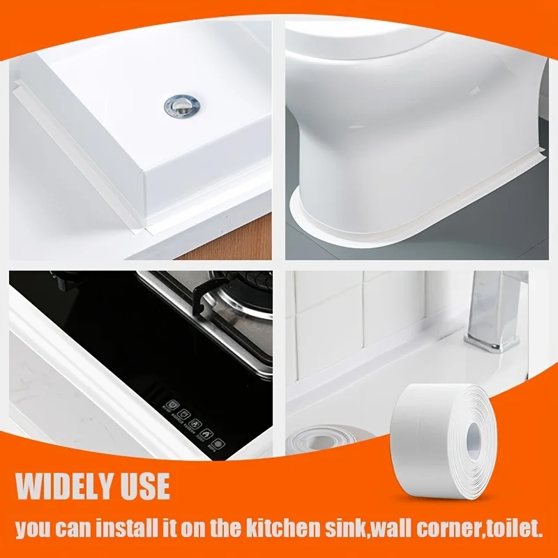 Picture 6: 2 Rolls 3m Self-Adhesive Waterproof Sealing Tape - Durable Polyester Textured Surface | Kitchen & Bathroom Use for Sink