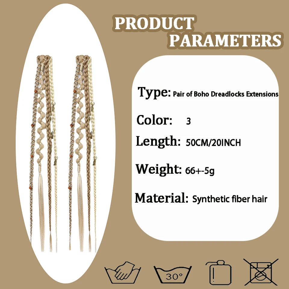 Extensiones de Cabello Bohemias con Clip Hilos de Hadas Hechas a Mano Sintéticas para Niñas Fiesta Halloween Navidad Festival 2