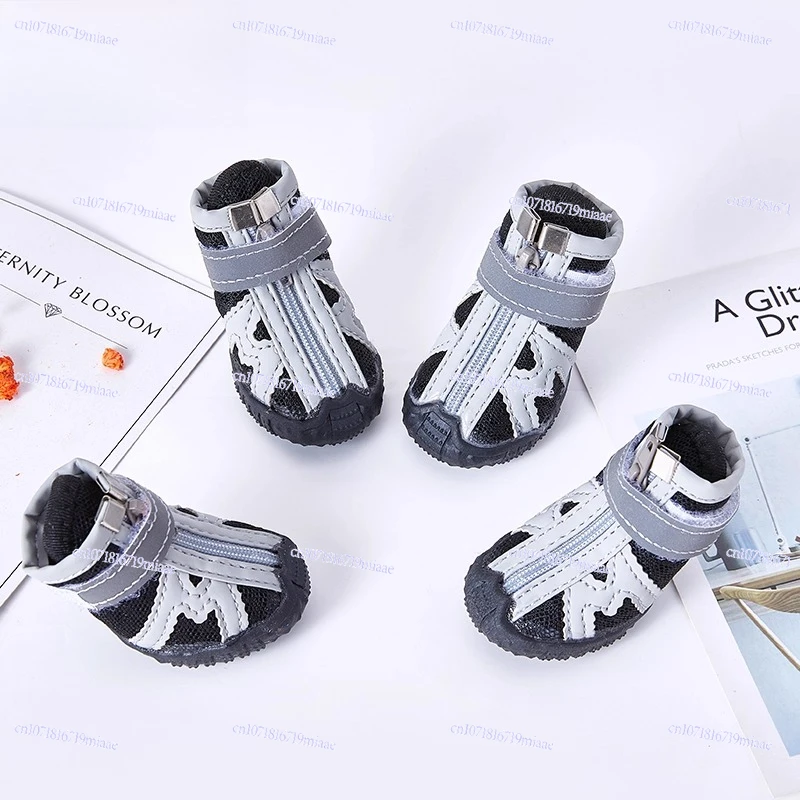 Pet shoes Teddy Pomeranian small dog dog shoes breathable non-slip anti-drop Oxford soft sole 4 pcs