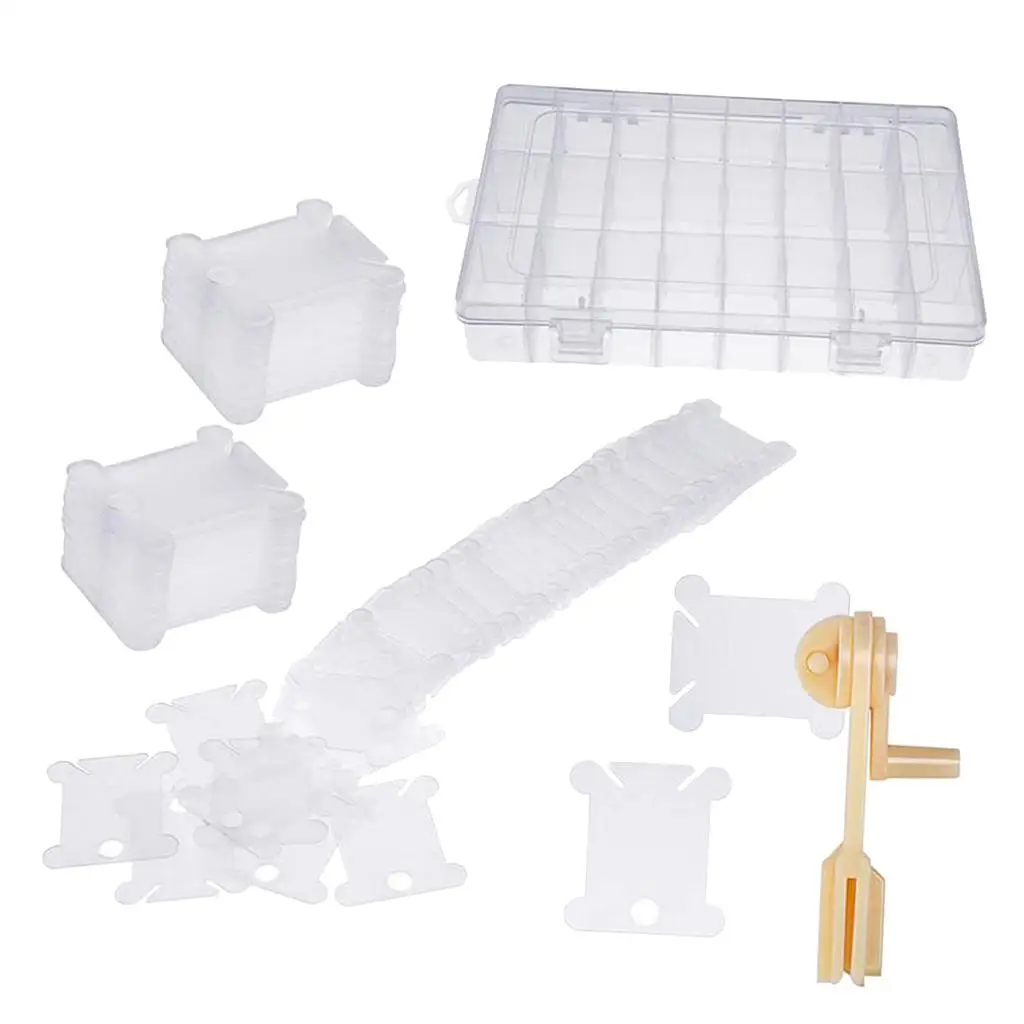 1 Set Floss Bobbin Winder Thread Winding Board Tool Storage Box Sewing Kit