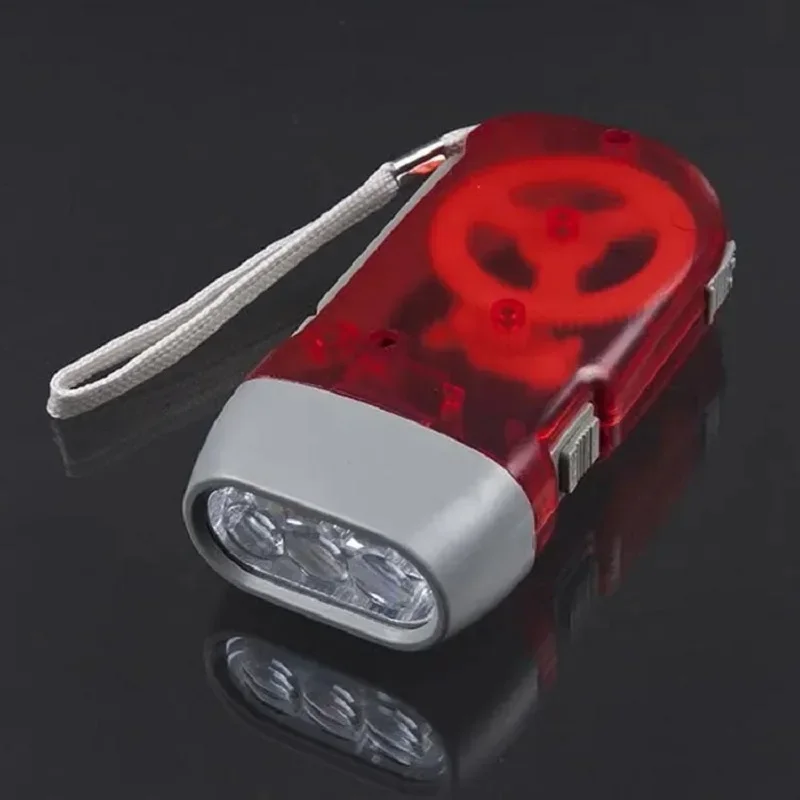 LED Camping Lamp Light for Outdoor Home 3 Colors Hand Pressing Dynamo Crank Power Wind Up Flashlight Mini Self Generating Torch