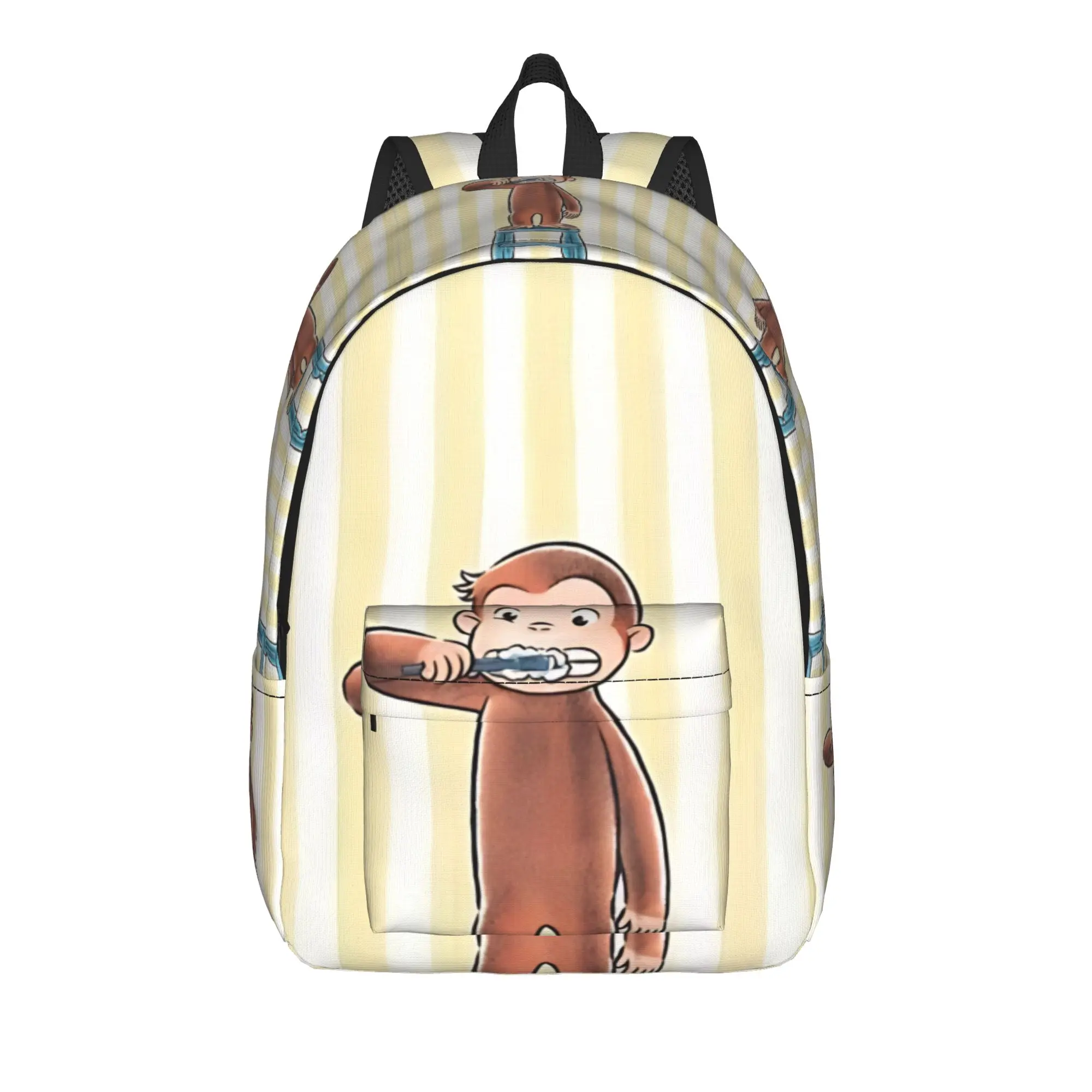 Curious George Brushing His Teeth Backpack  Daily Backpacks Boy Girl Style School Bags Colorful Print Rucksack