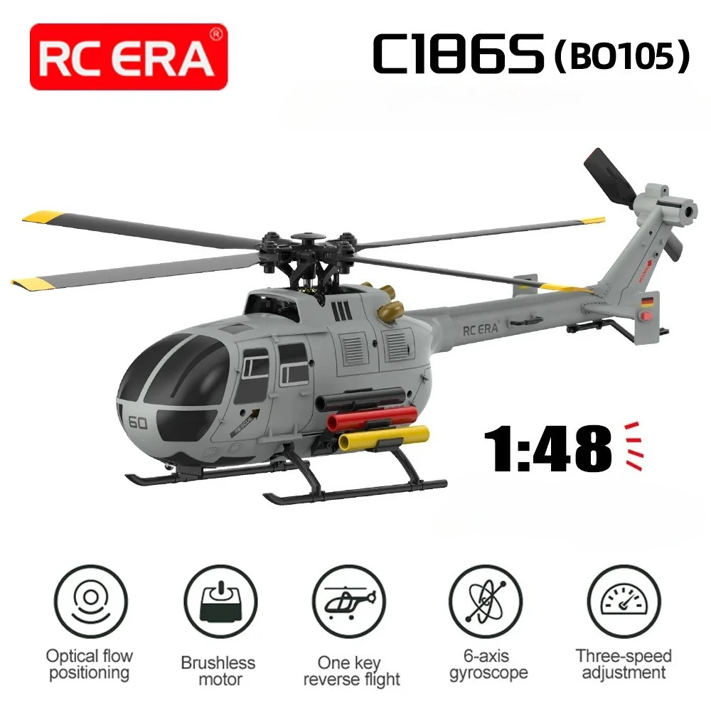 RC ERA C186S BO105 Helicopter Brushless 4CH Airplane 1/48 Optical Flow Positioning RC Helicopter