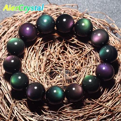 8/10/12/14/16mm Fashion Natural Crystal Stone Rainbow Obsidian Ball Bracelet for Women Men Healing Jewelry Accessories Gift