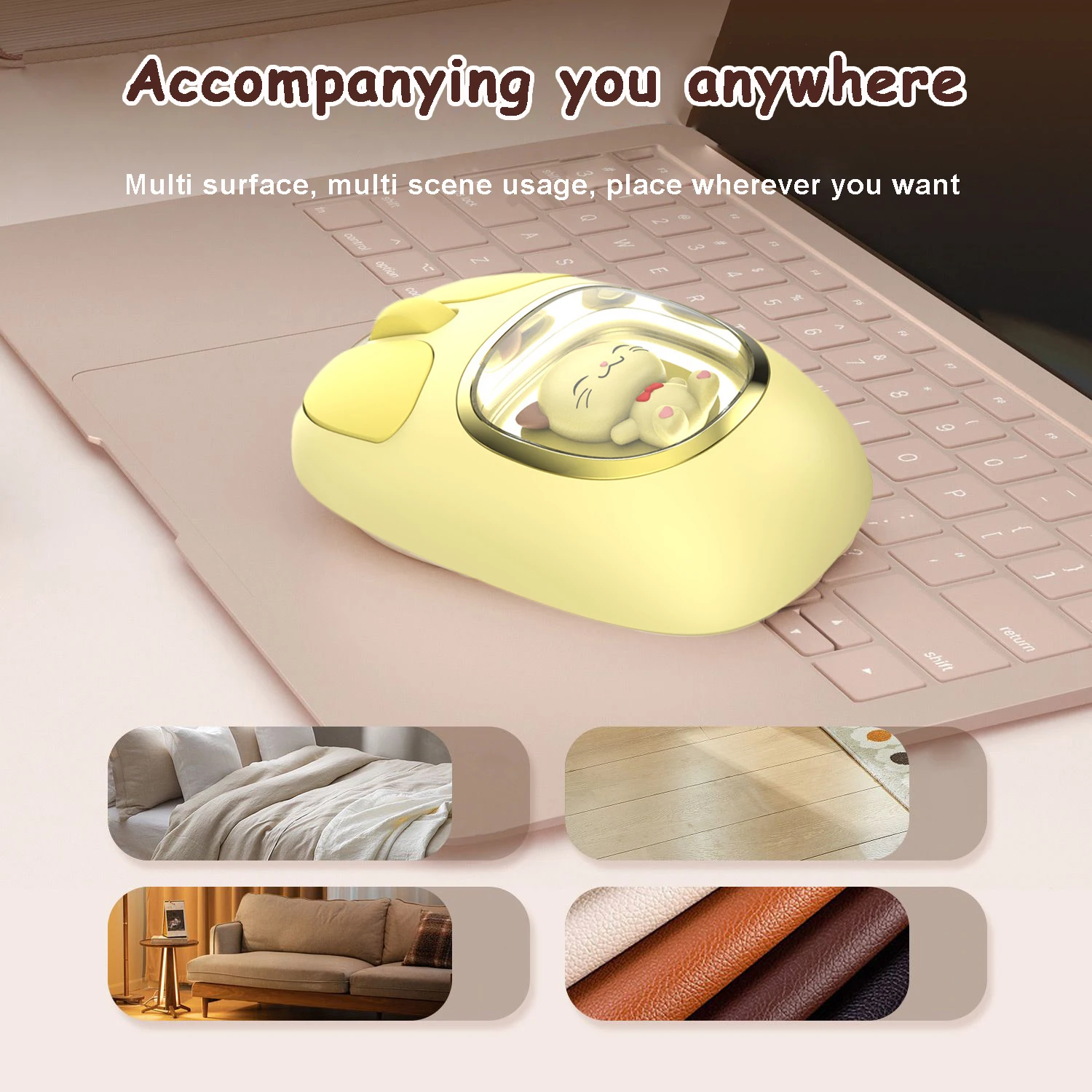 Dual Mode Bluetooth 2.4G Mouse Cute Transparent Cartoon Backlight Rechargeable Mice for Tablets Laptop Smartphones PC Kids Gift