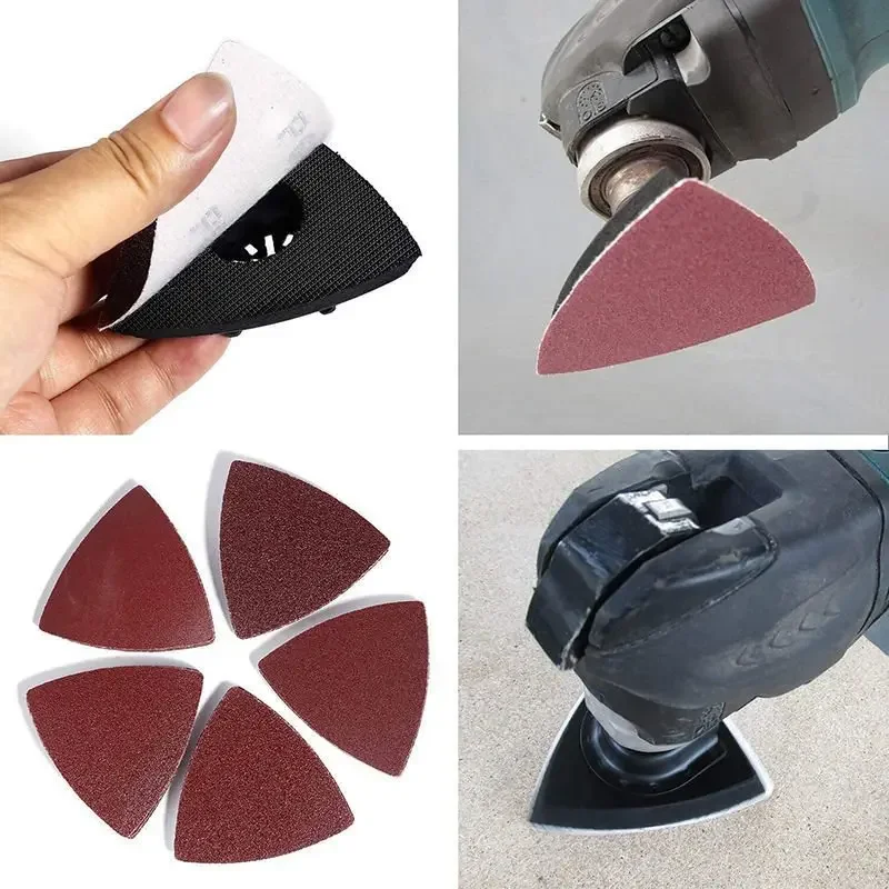 21pcs/set Triangular 80mm Oscillating Multitool Sand Pad With Hook and Loop Sandpaper Sheet For Burr Grinding And Rust Removal