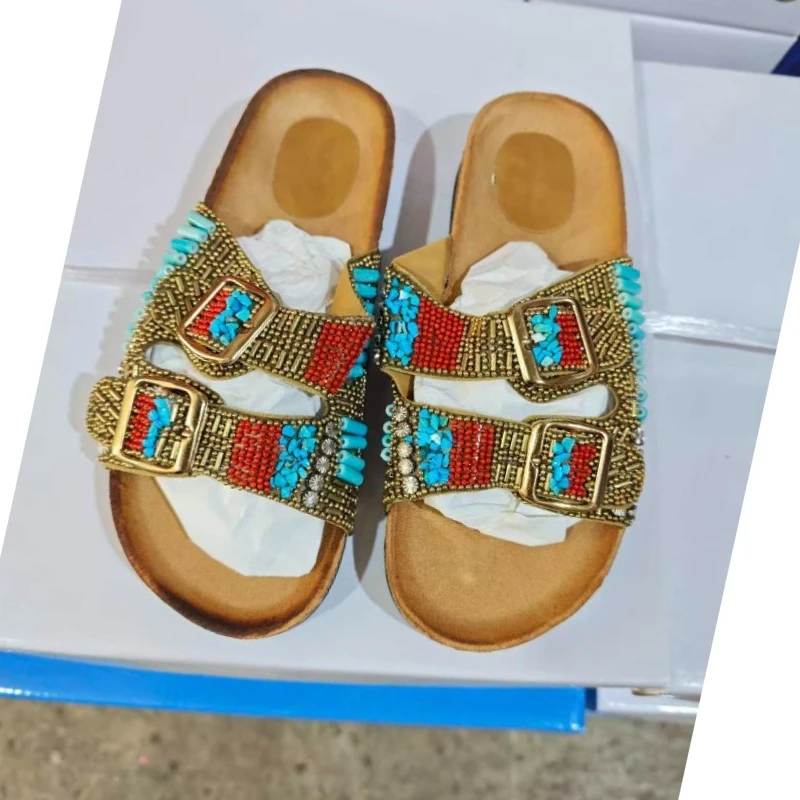 

2026 new Mueller shoes round toe flat bottomed thick slippers beach shoes travel women's shoes