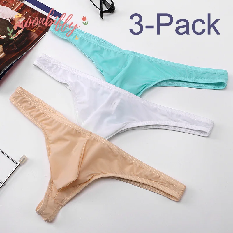 3-Pack Underwear for Men Mens Briefs Thong Bikini Gay Plus Size Men Panties G-strings Lingerie Low Waist