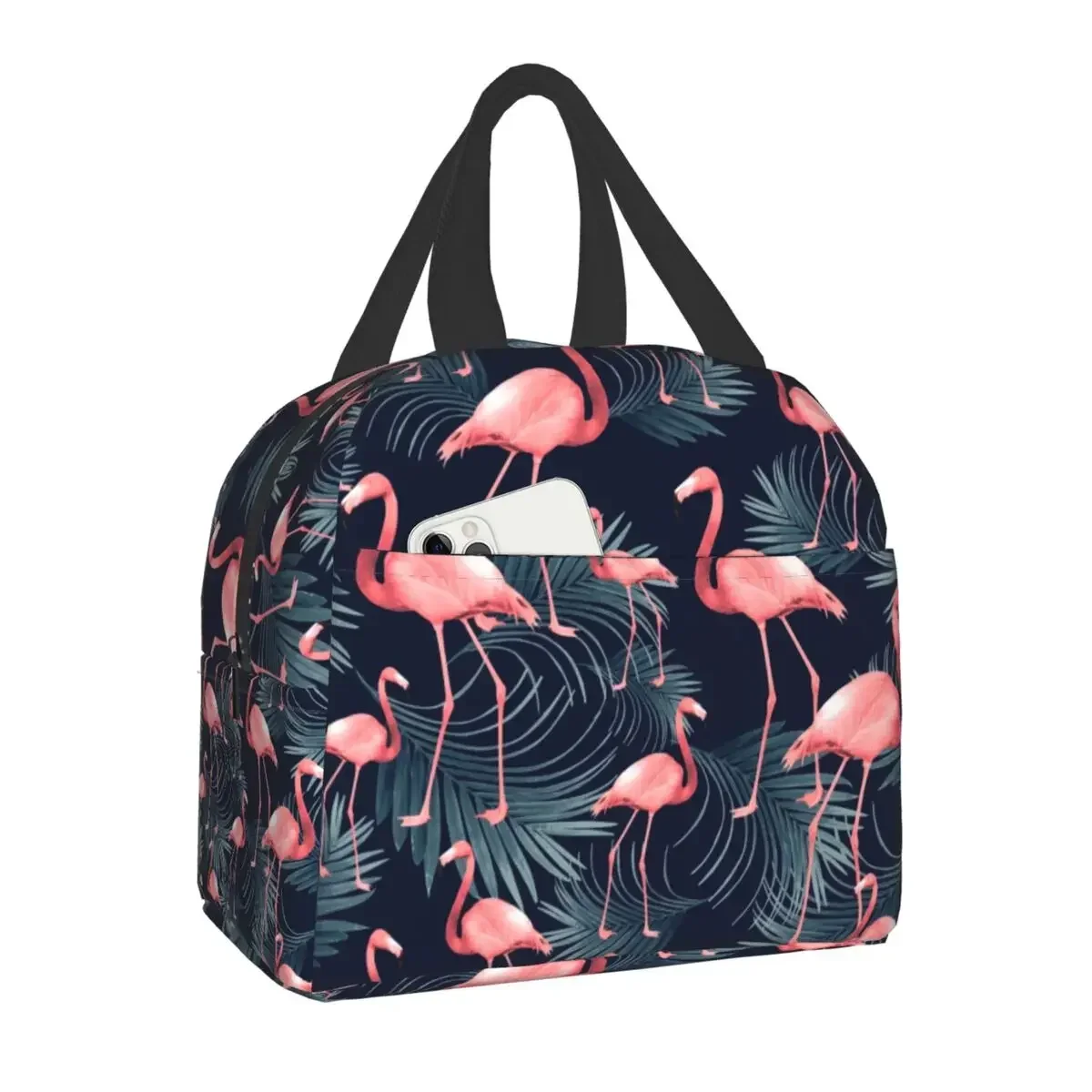 Summer Flamingo Insulated Lunch Bags for Outdoor Night Vibes Tropical Leakproof Food Thermal Cooler Lunch Box Women Men