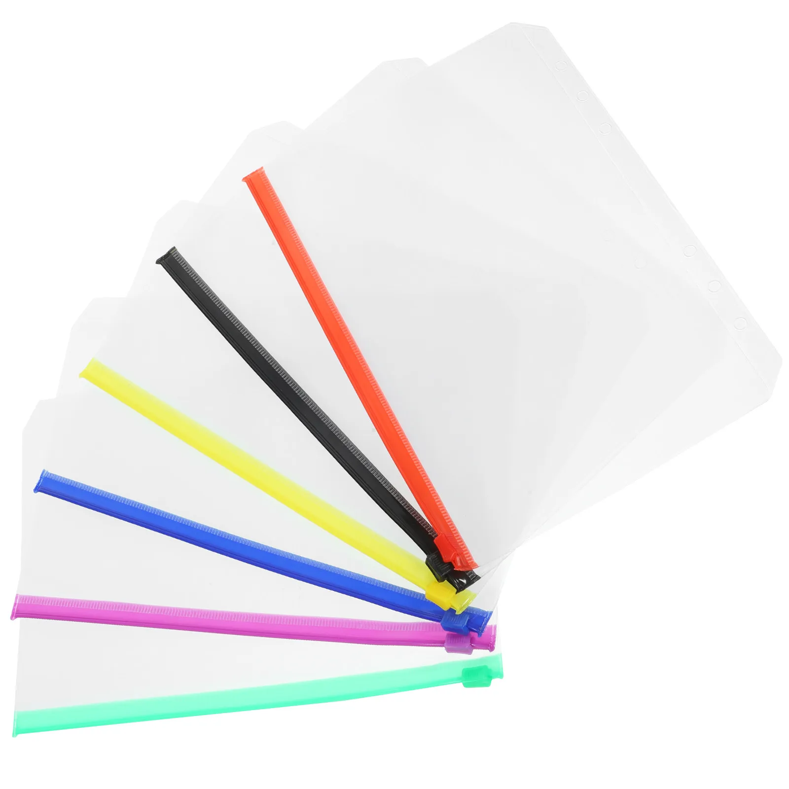 

12Pcs A5 Binder Zipper Pouches Loose-Leaf Refill Zip Bags for 6-Ring Binders Office Supplies Storage PVC Reusable Document