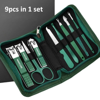 6-9Pcs Manicure Set with Leather Case Professional Foot and Face Care Tool Kits Stainless Steel Ear Spoon Nail Clipper Sets Gift