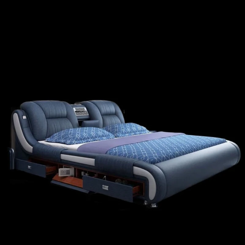 

Smart bed, double bed, master bedroom, upholstery, bedside storage, multi-functional bed