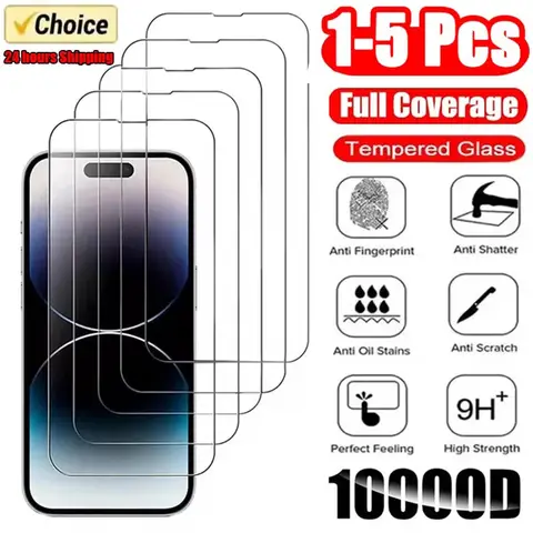 1-5Pcs  Screen Protector Tempered Glass For iPhone X XS XR 11 12 13 14 15 16 17 Pro Max Mini Plus Alr SE 3rd Gen