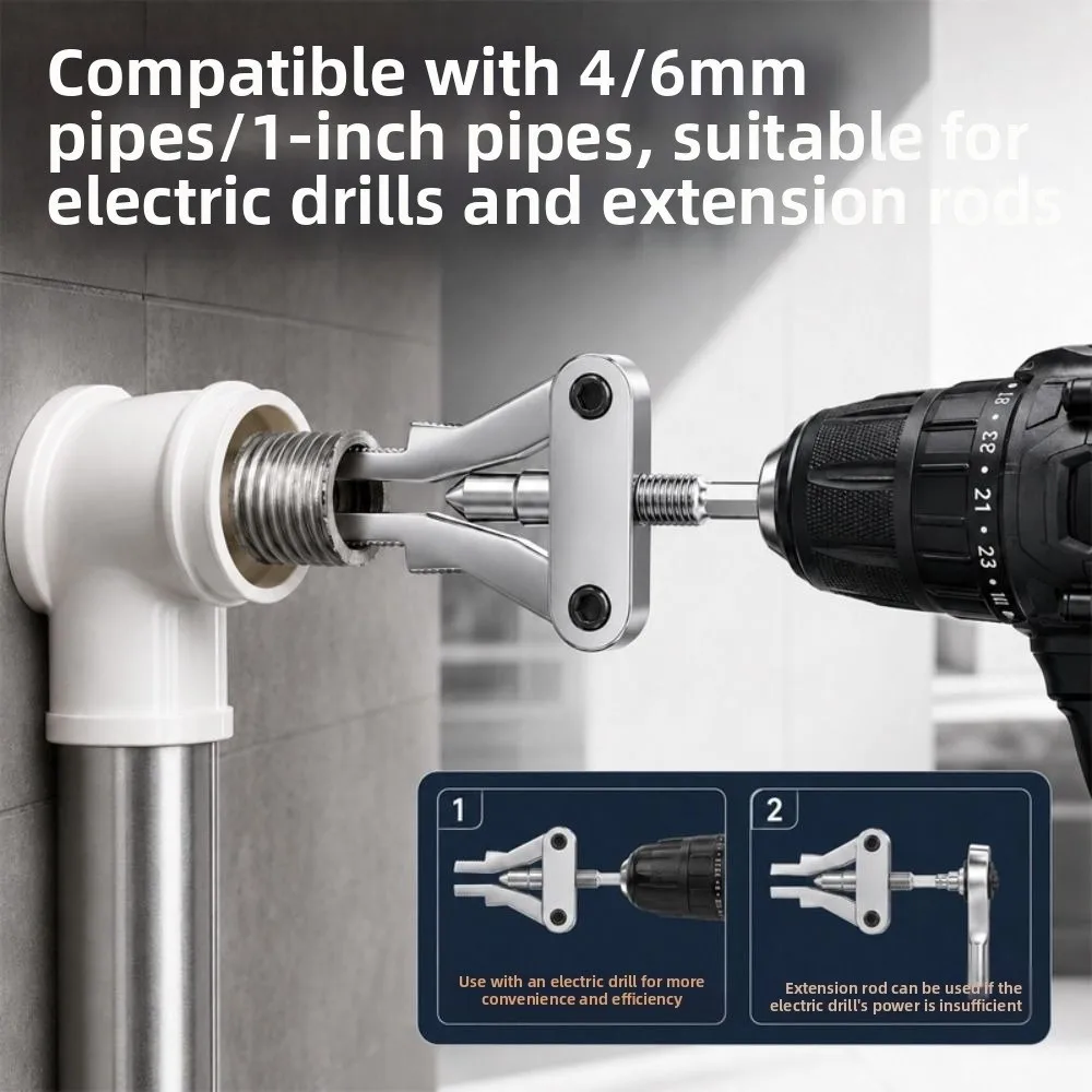 Integrated Structure Pipe Extractor Tool Expandable Gripping Mechanism Hex Shank Broken Pipe Extractor Thread Removal Tool