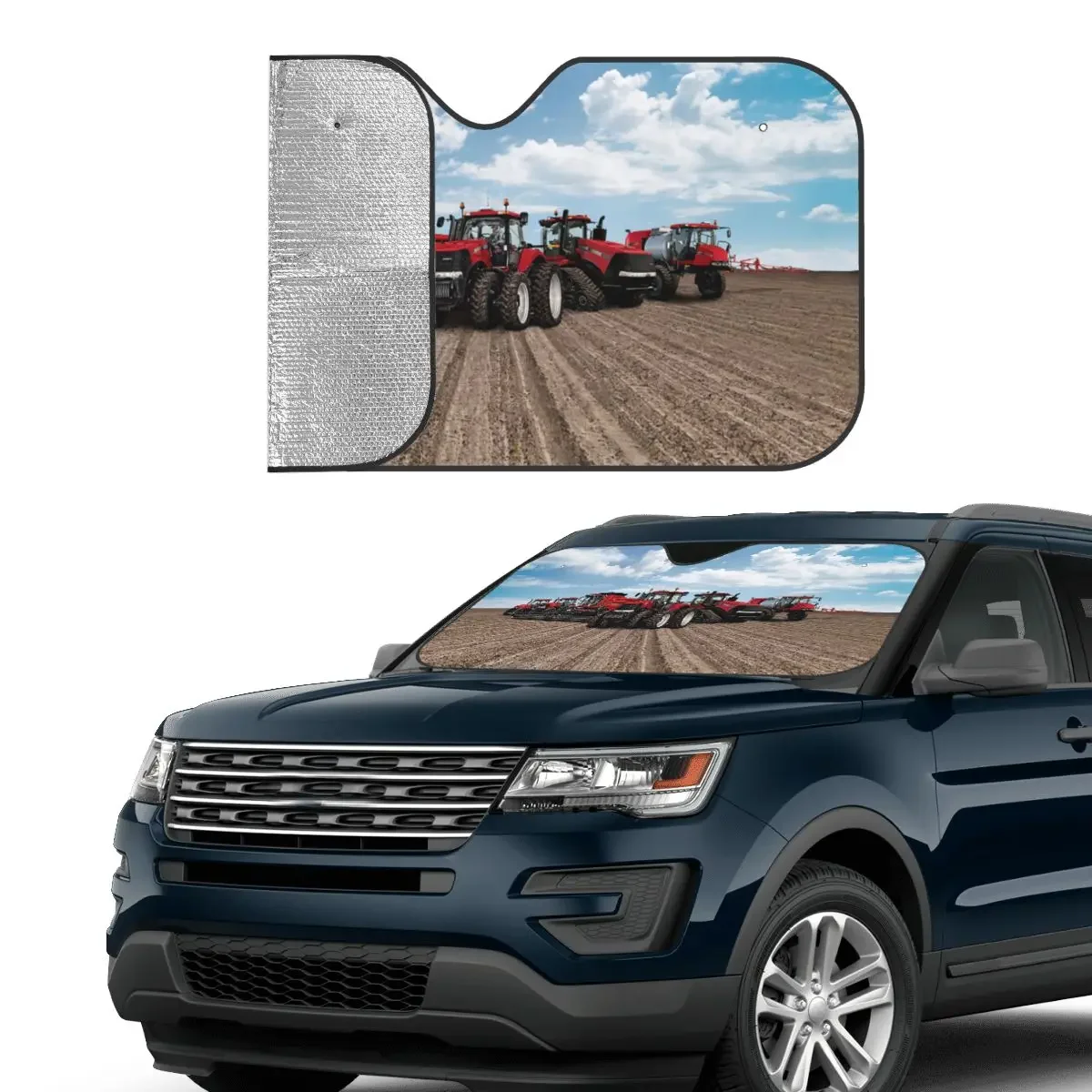 Tractor Pattern Machinery Vehicles Sunshade Windscreen Fashion Cover Front Block Window 76x140cm Sun Visor UV Protector