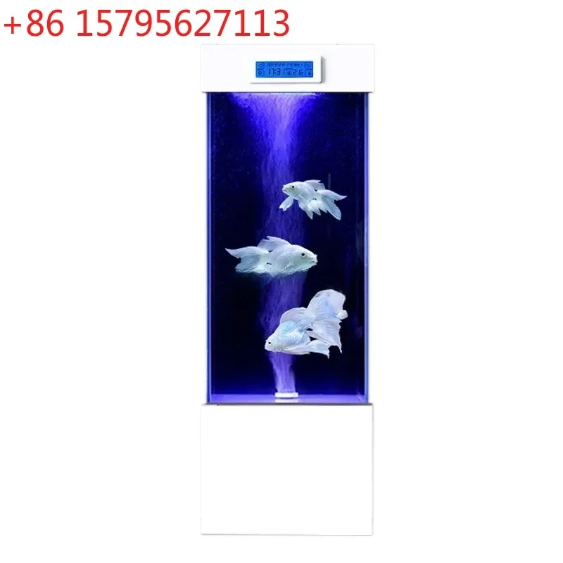 LGoldfish tank filtration and oxygen production integrated ultra-white glass vertical floor ecological aquarium
