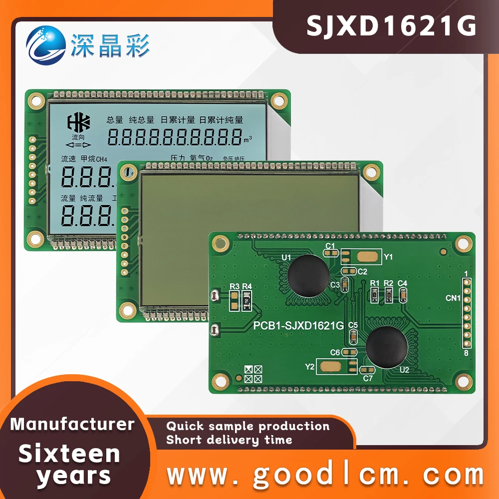 セグメント化された液晶ダッシュボード画面、バックライト付きの正のディスプレイ、lcmモジュール、sjxd1621g、htn、5.0v、家電