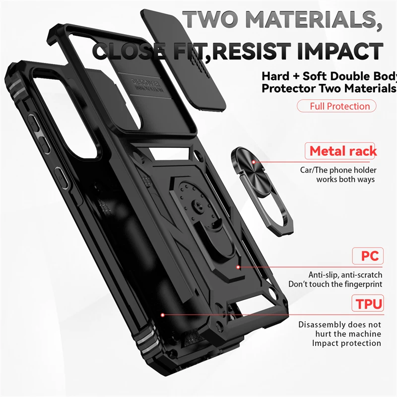 For Cover Samsung A35 Case Samsung Galaxy A35 5G Capas PC Shockproof Armor Slide Camera Lens Ring Holder Fundas Samsung A35 A 35 image 4